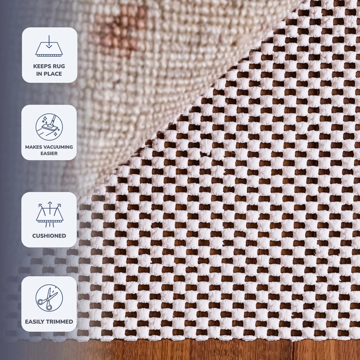 Dimson Super Grip Natural Indoor Cushioned Non Slip Rug Pad for Hardwood Floors
