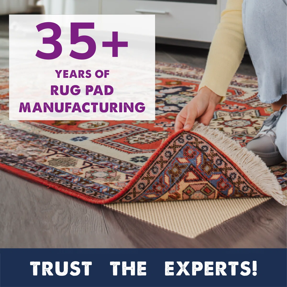 Amett Super Grip Indoor Cushioned Non Slip Rug Pad for Hard Surfaces