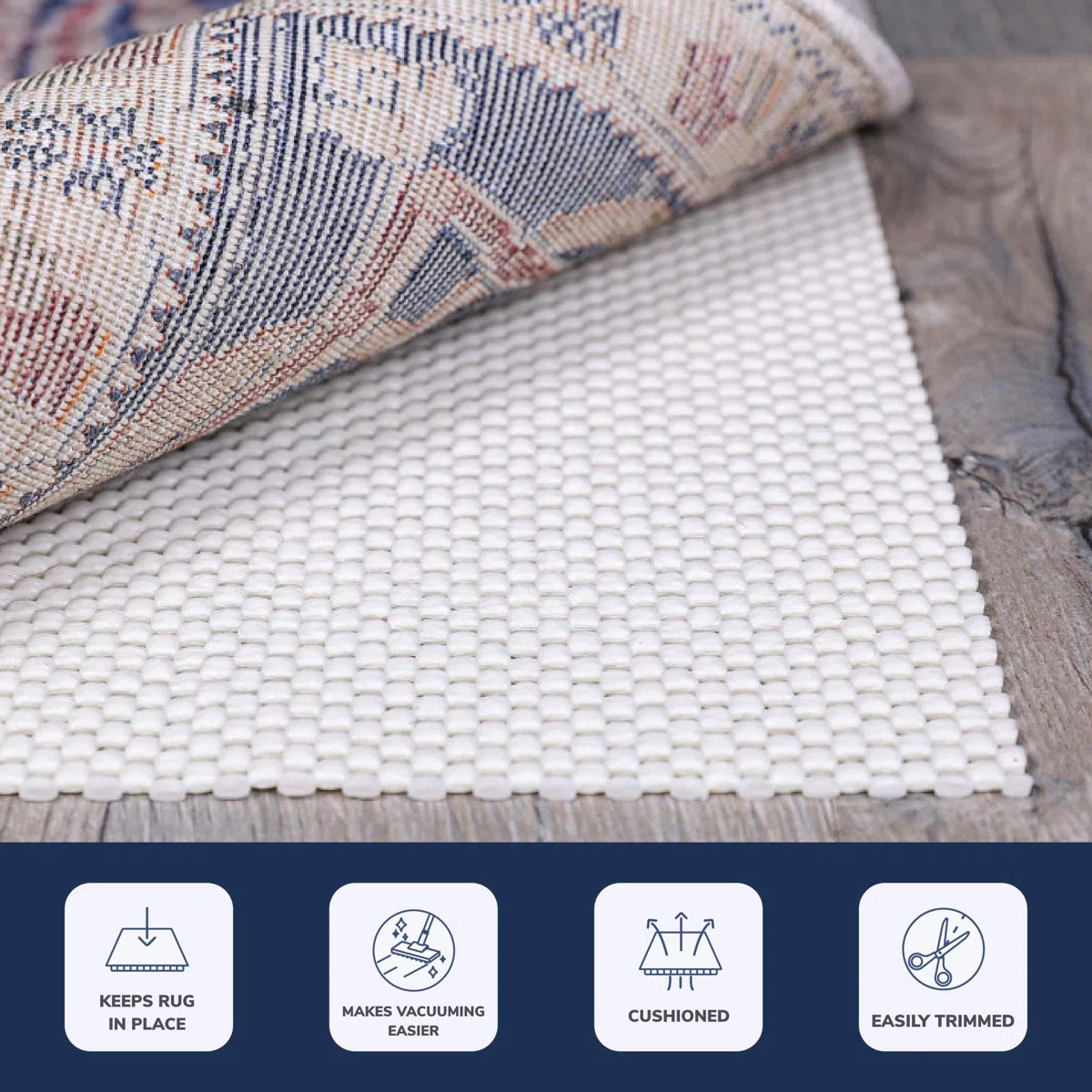 Amett Super Grip Indoor Cushioned Non Slip Rug Pad for Hard Surfaces